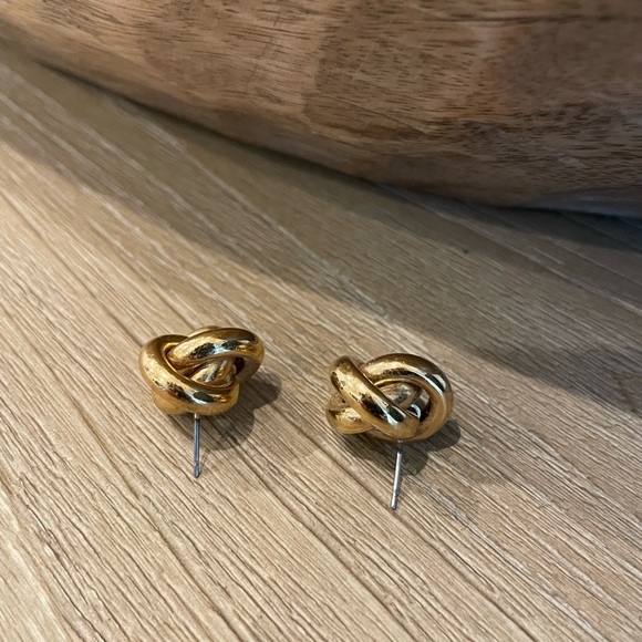 Vintage Large Knot Stud Earrings - Picture 2 of 2